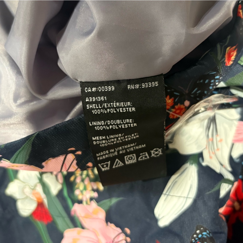 Nuage Navy Floral Print Waterproof Raincoat Size M - Picture 10 of 10
